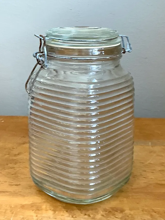 Vintage Ribbed Glass Storage Jar — additional photo 3