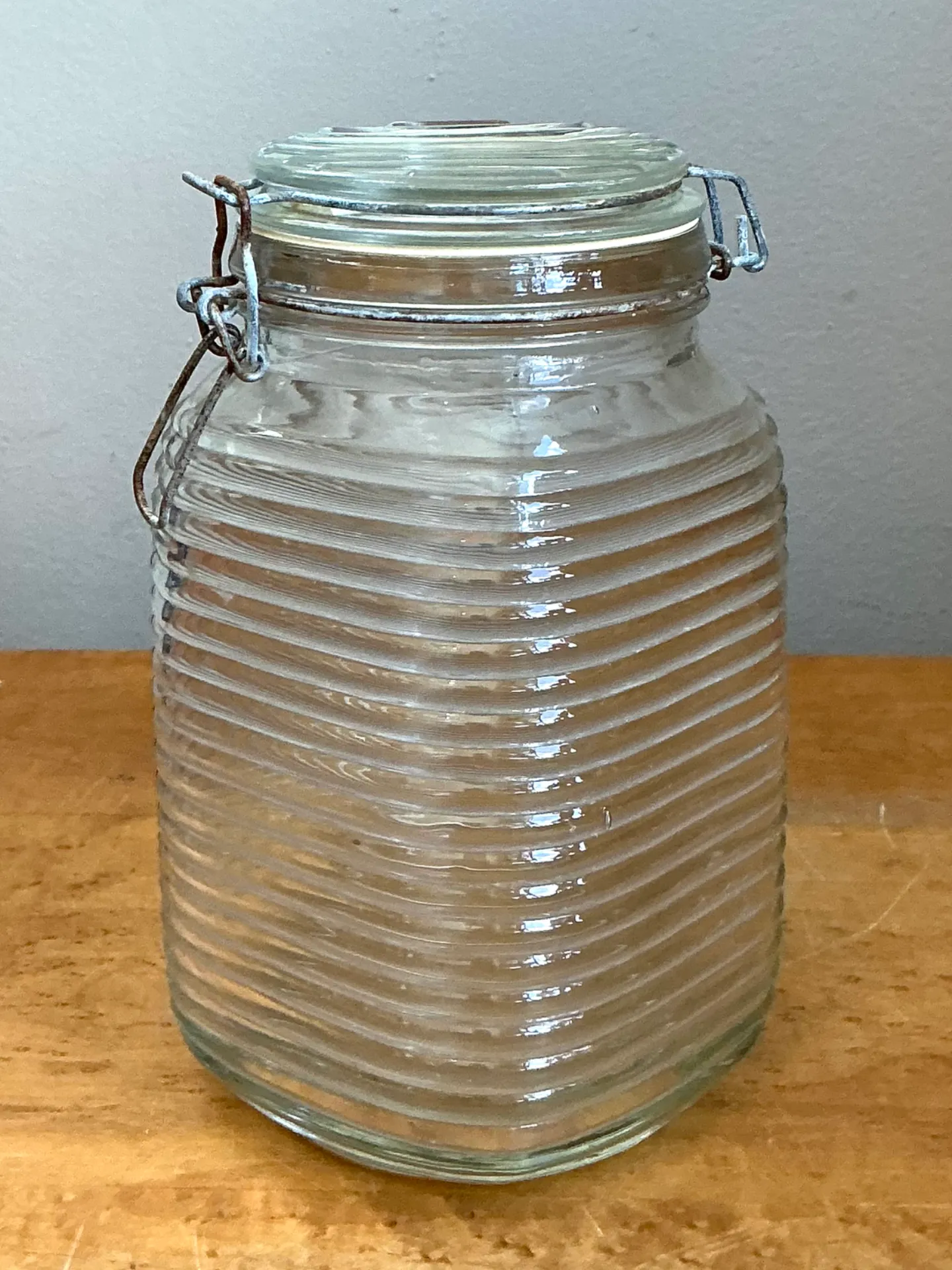 Vintage Ribbed Glass Storage Jar — additional photo 1