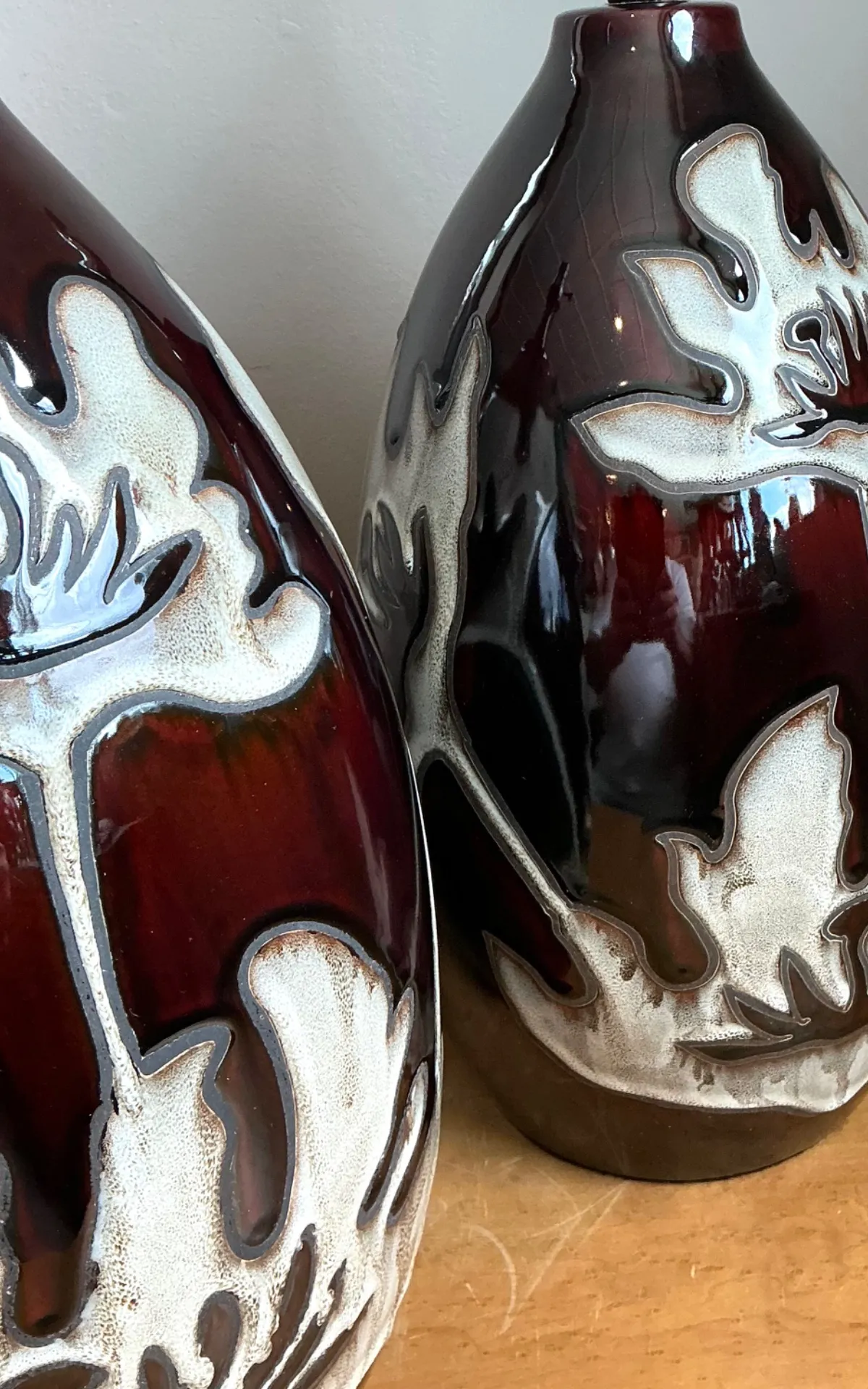 Vintage Floral Ceramic Table Lamps - Pair