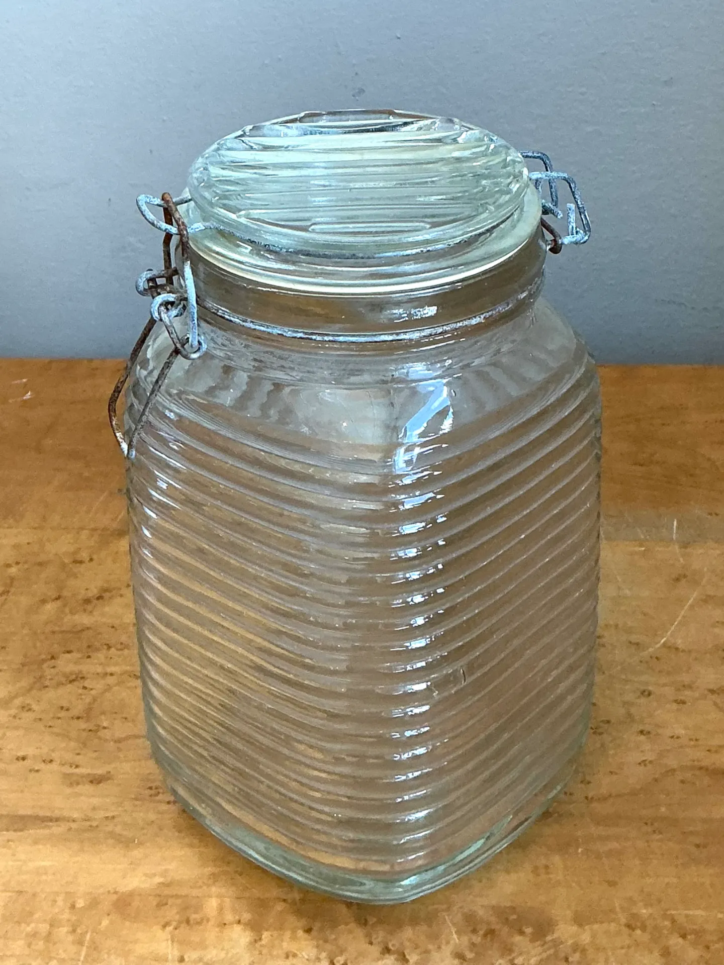 Vintage Ribbed Glass Storage Jar — additional photo 8