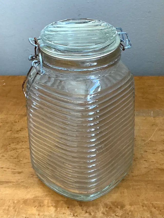 Vintage Ribbed Glass Storage Jar — additional photo 5