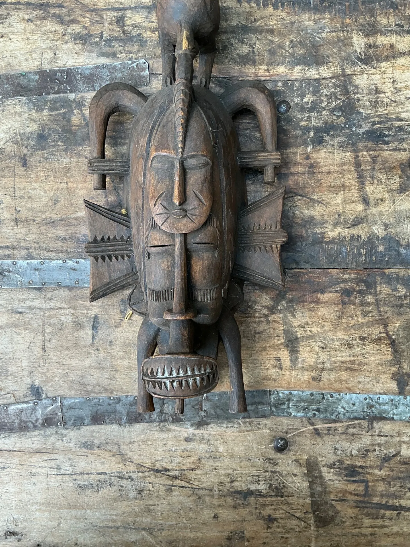 Vintage Tribal Carved Wood Mask — additional photo 4