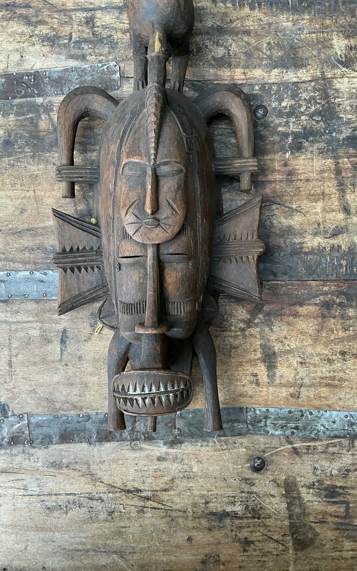 Vintage Tribal Carved Wood Mask — additional photo 4