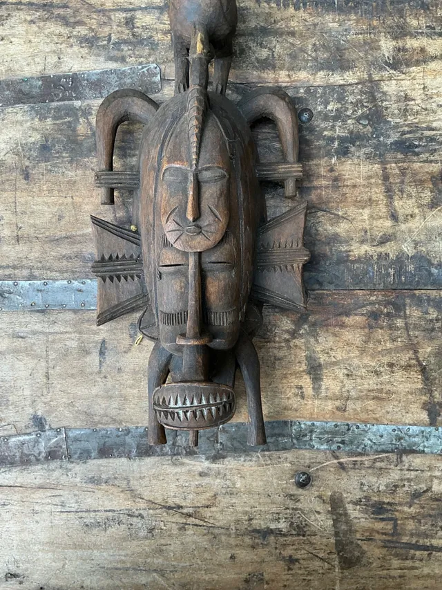 Vintage Tribal Carved Wood Mask — additional photo 4