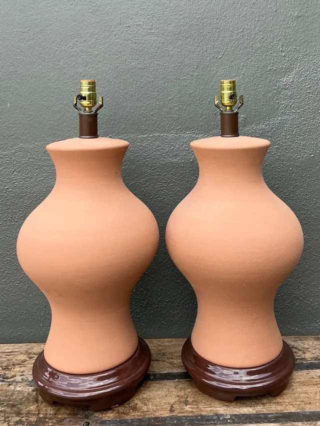 Vintage Terracotta Table Lamps - Pair — additional photo 2