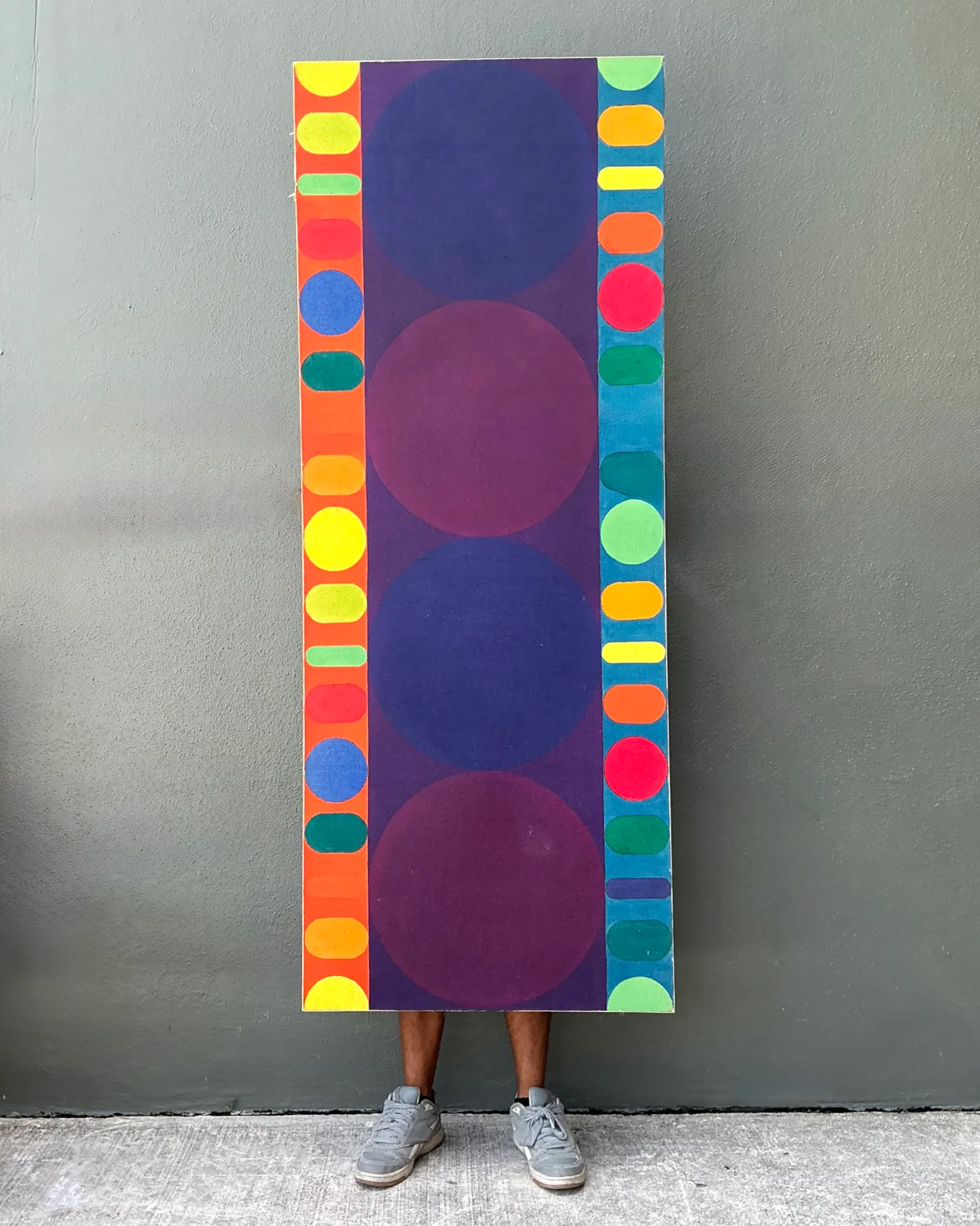Vintage Geometric Abstract Painting On Canvas — additional photo 3