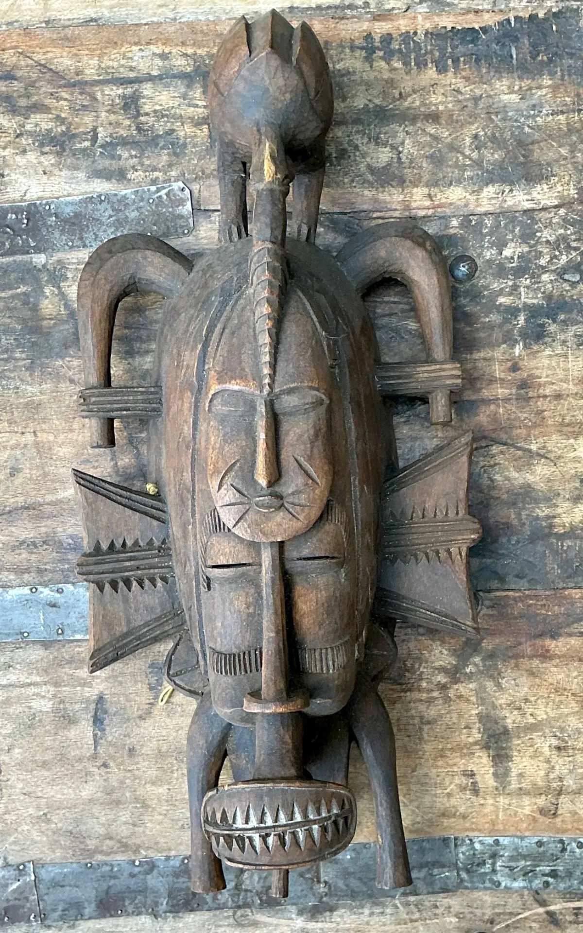Vintage Tribal Carved Wood Mask — additional photo 7