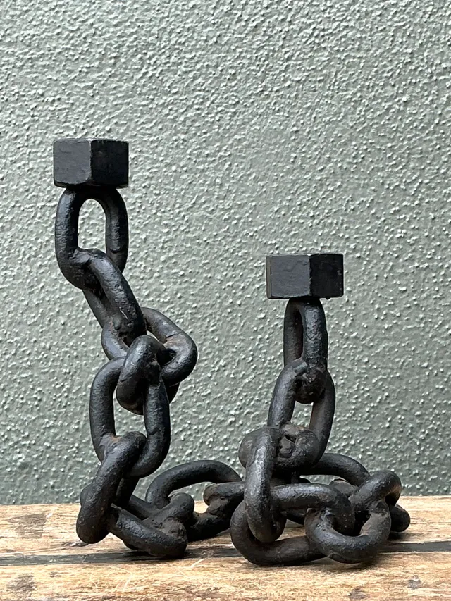 Vintage Iron Chain Link Candle Holder — additional photo 8