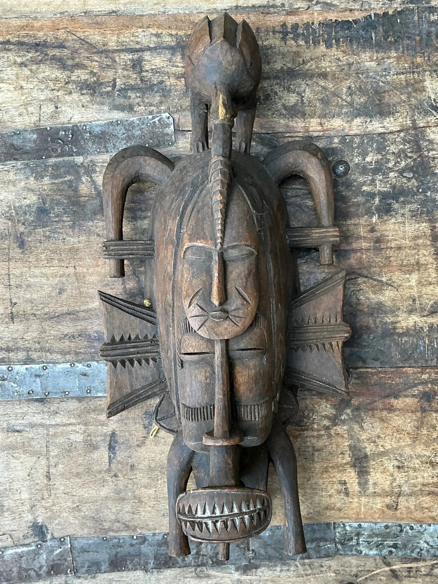 Vintage Tribal Carved Wood Mask — additional photo 6