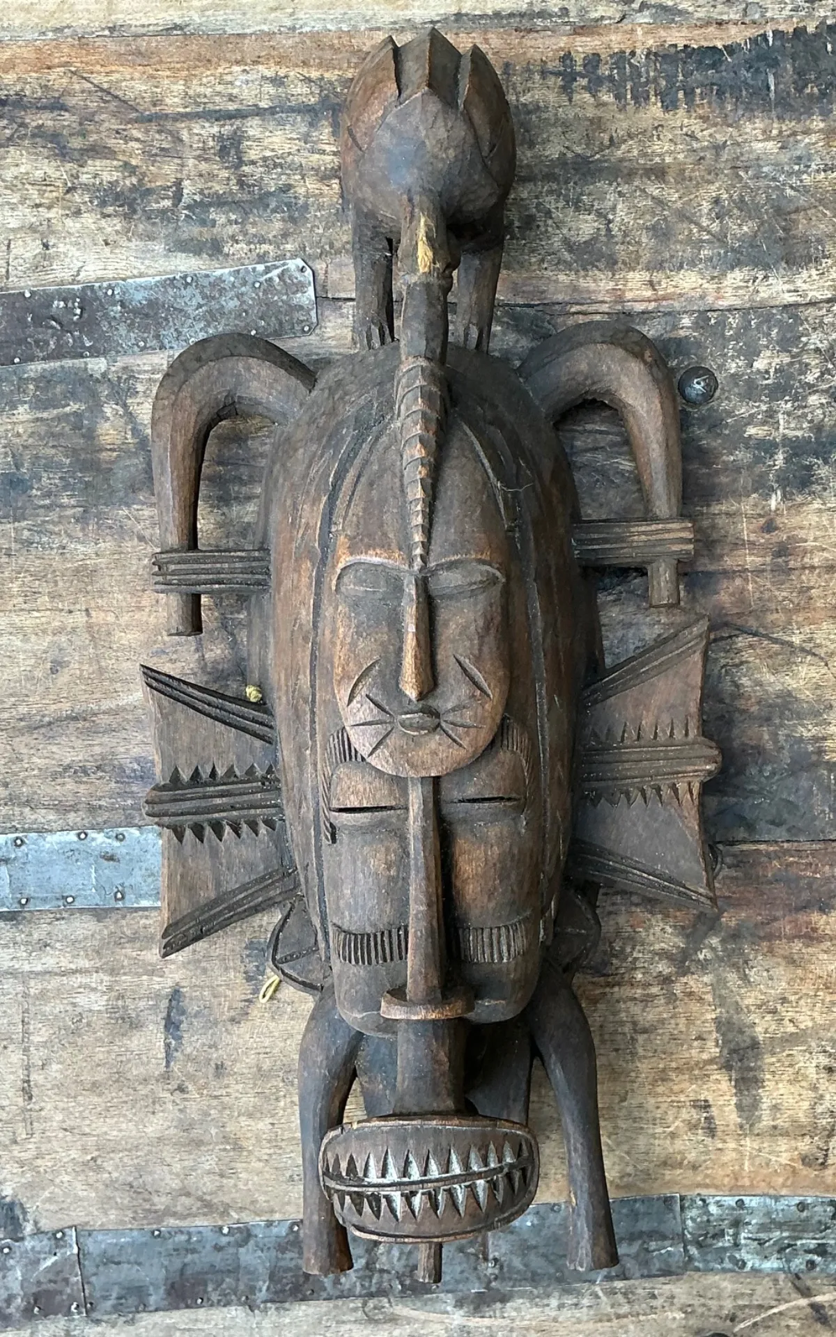 Vintage Tribal Carved Wood Mask — additional photo 6