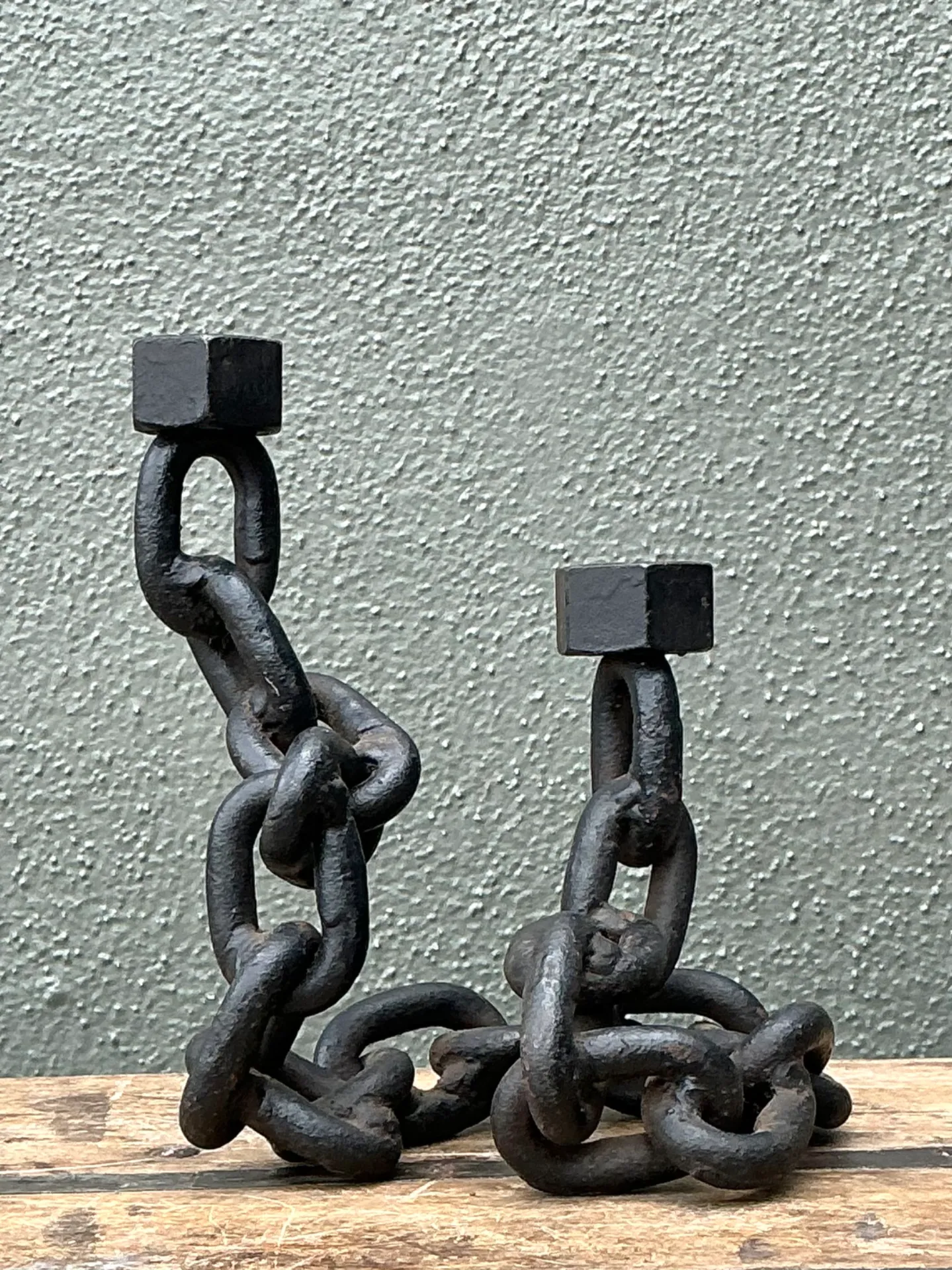 Vintage Iron Chain Link Candle Holder — additional photo 1