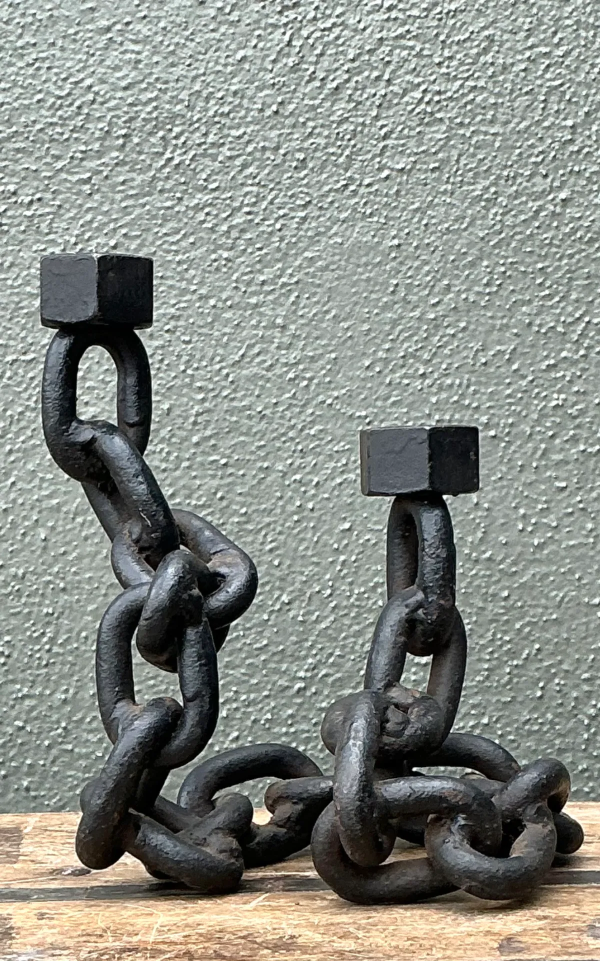 Vintage Iron Chain Link Candle Holder