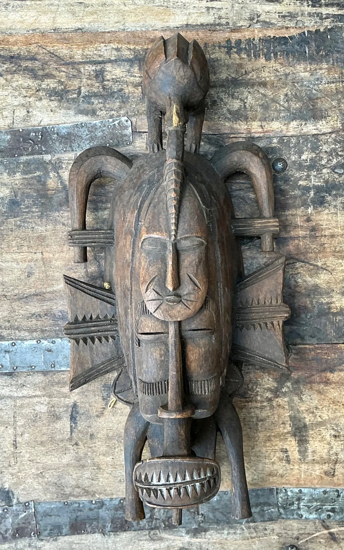 Vintage Tribal Carved Wood Mask — additional photo 5