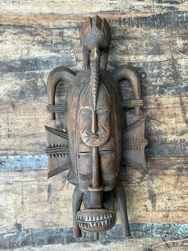 Vintage Tribal Carved Wood Mask — additional photo 5
