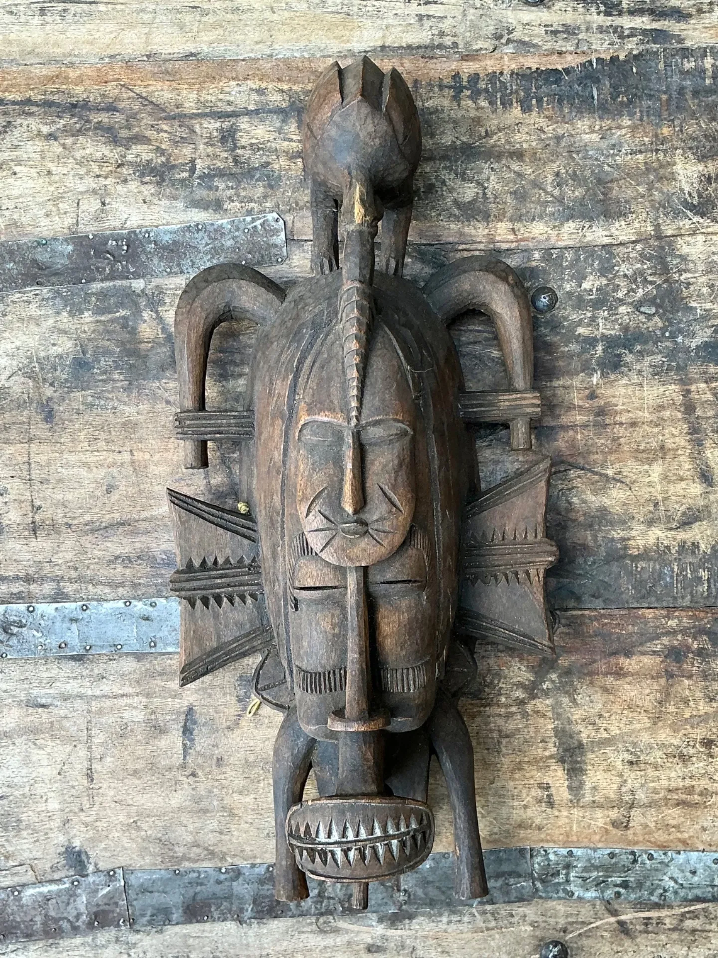 Vintage Tribal Carved Wood Mask — additional photo 3