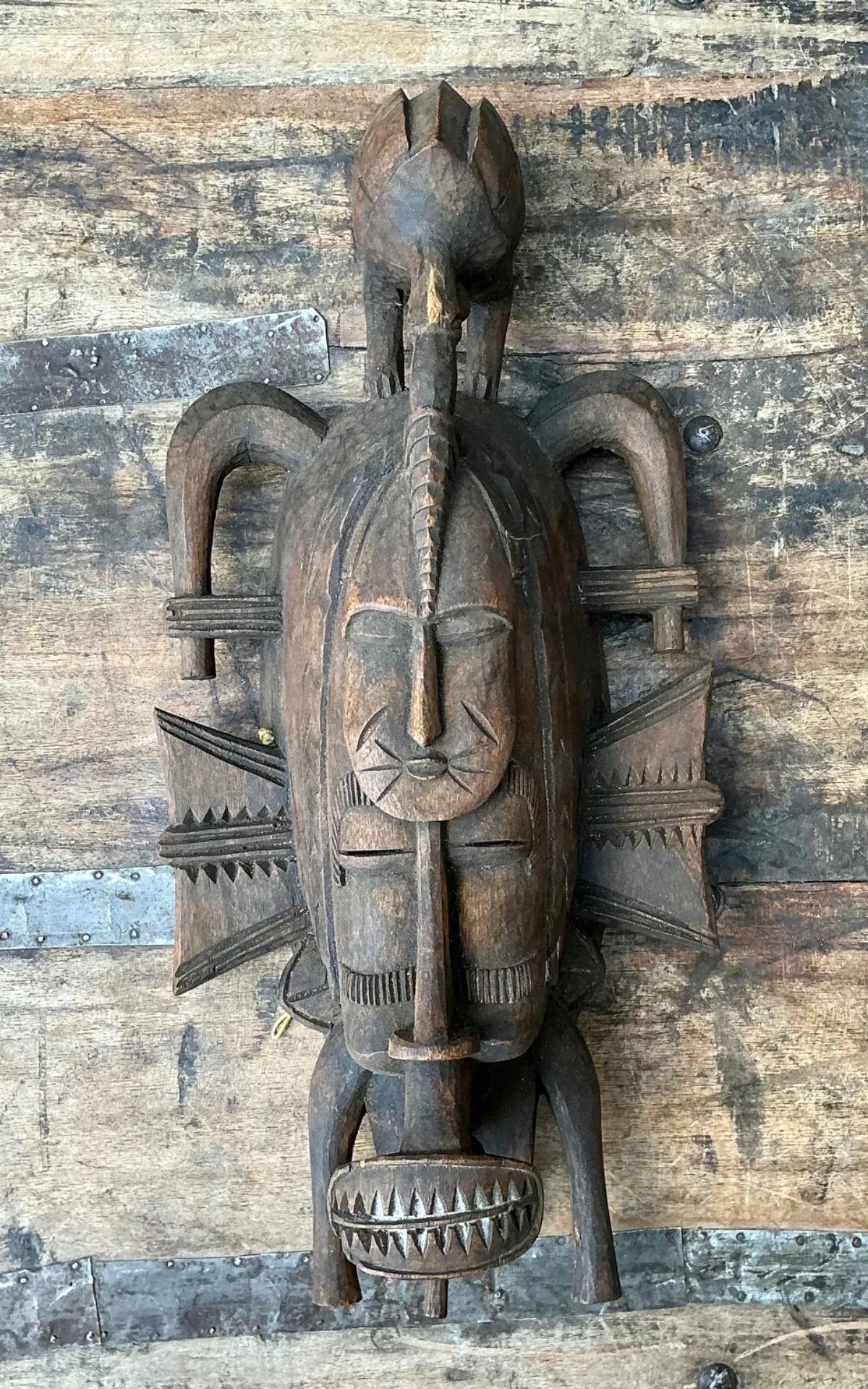 Vintage Tribal Carved Wood Mask — additional photo 3