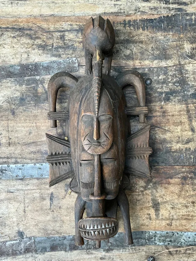 Vintage Tribal Carved Wood Mask — additional photo 3