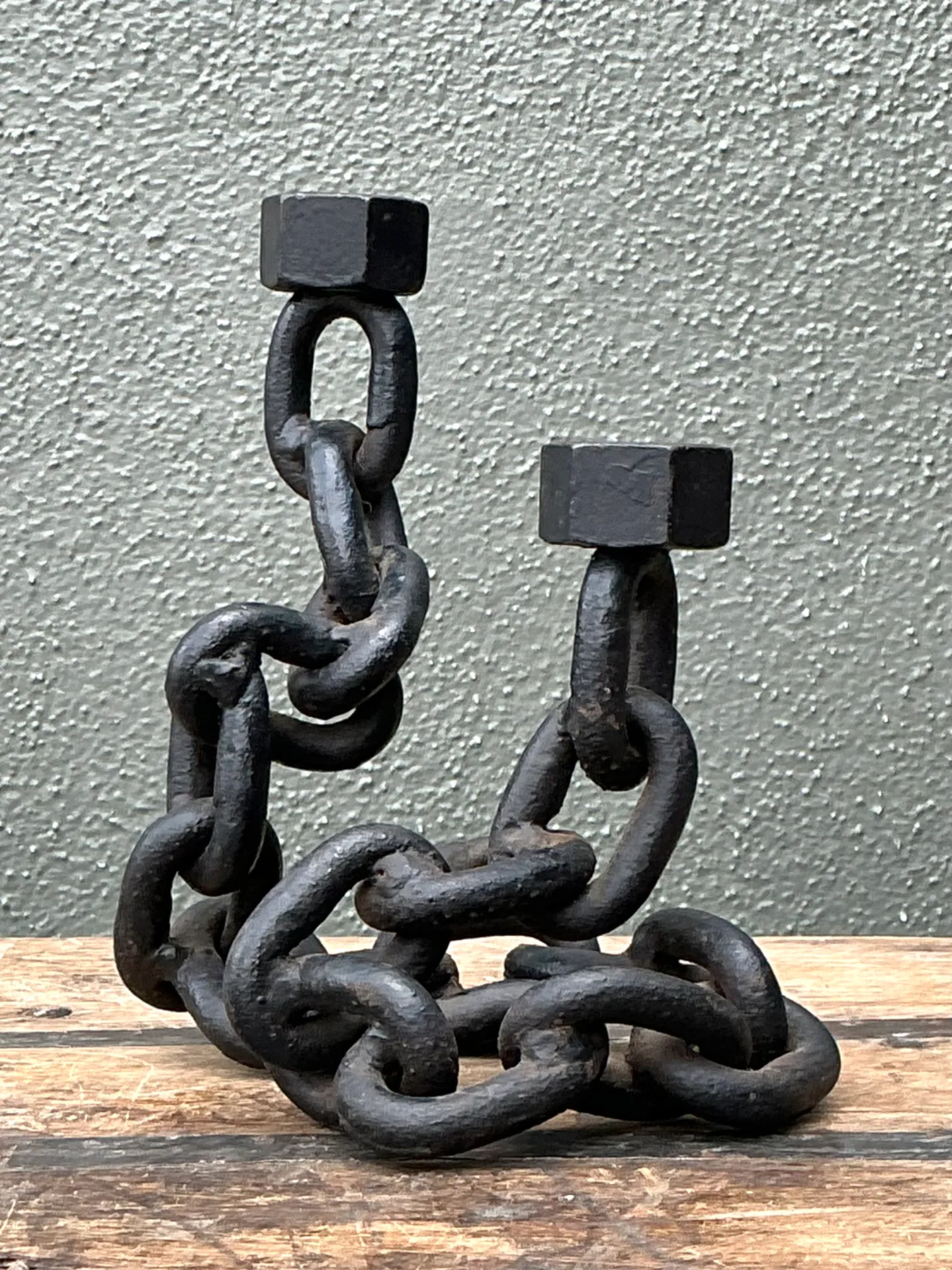 Vintage Iron Chain Link Candle Holder — additional photo 2