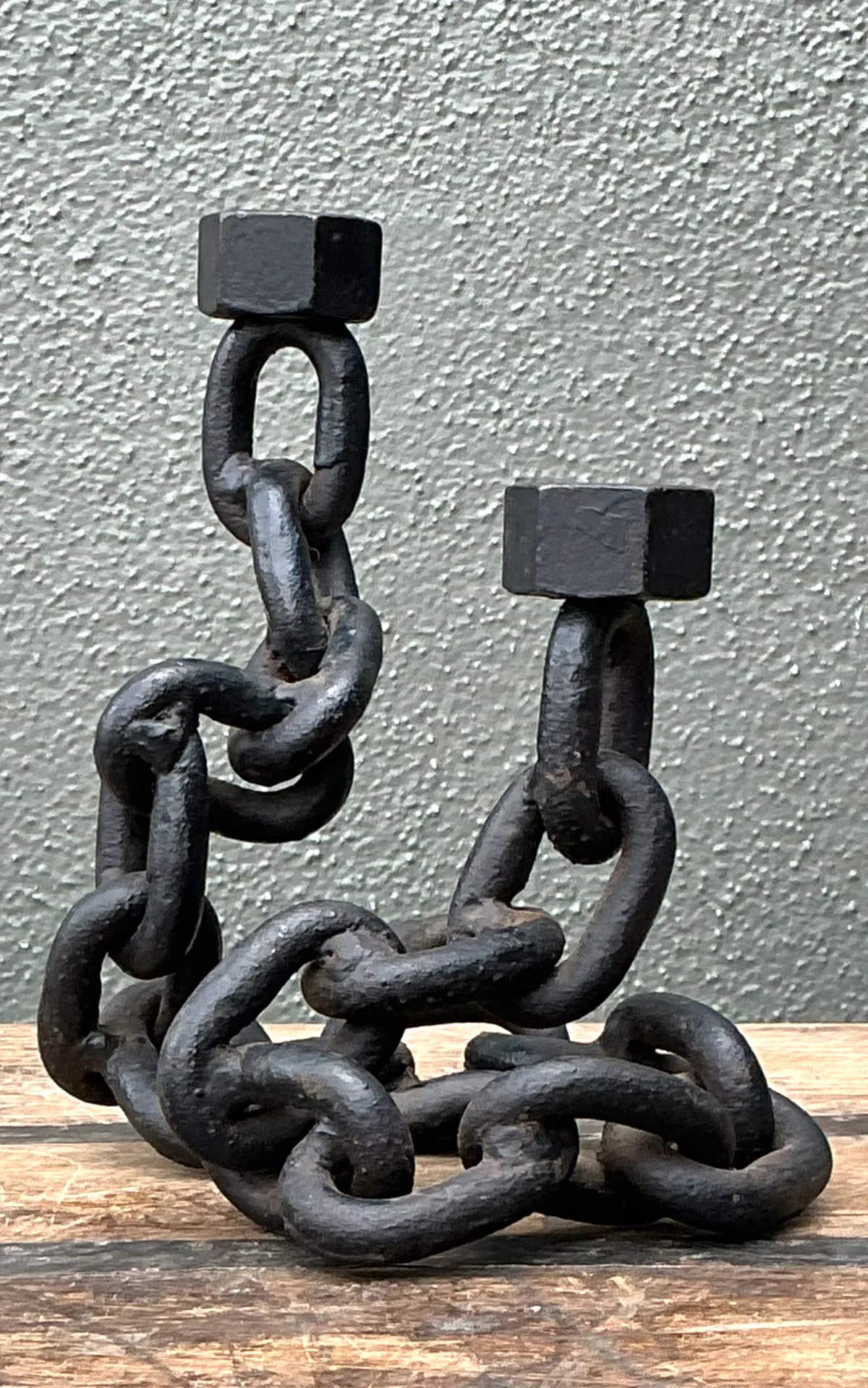 Vintage Iron Chain Link Candle Holder — additional photo 2