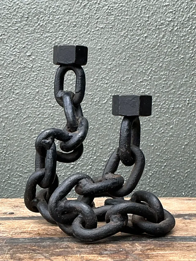 Vintage Iron Chain Link Candle Holder — additional photo 4