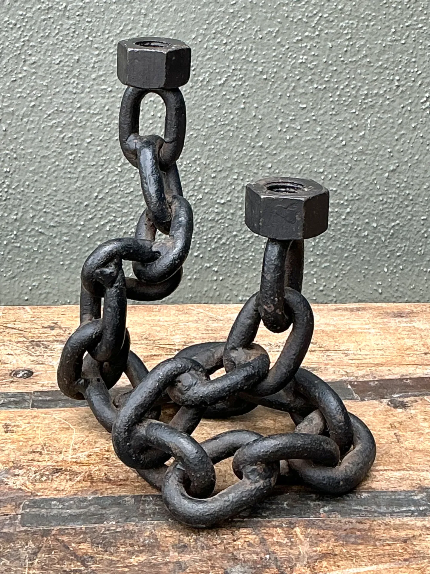 Vintage Iron Chain Link Candle Holder — additional photo 3