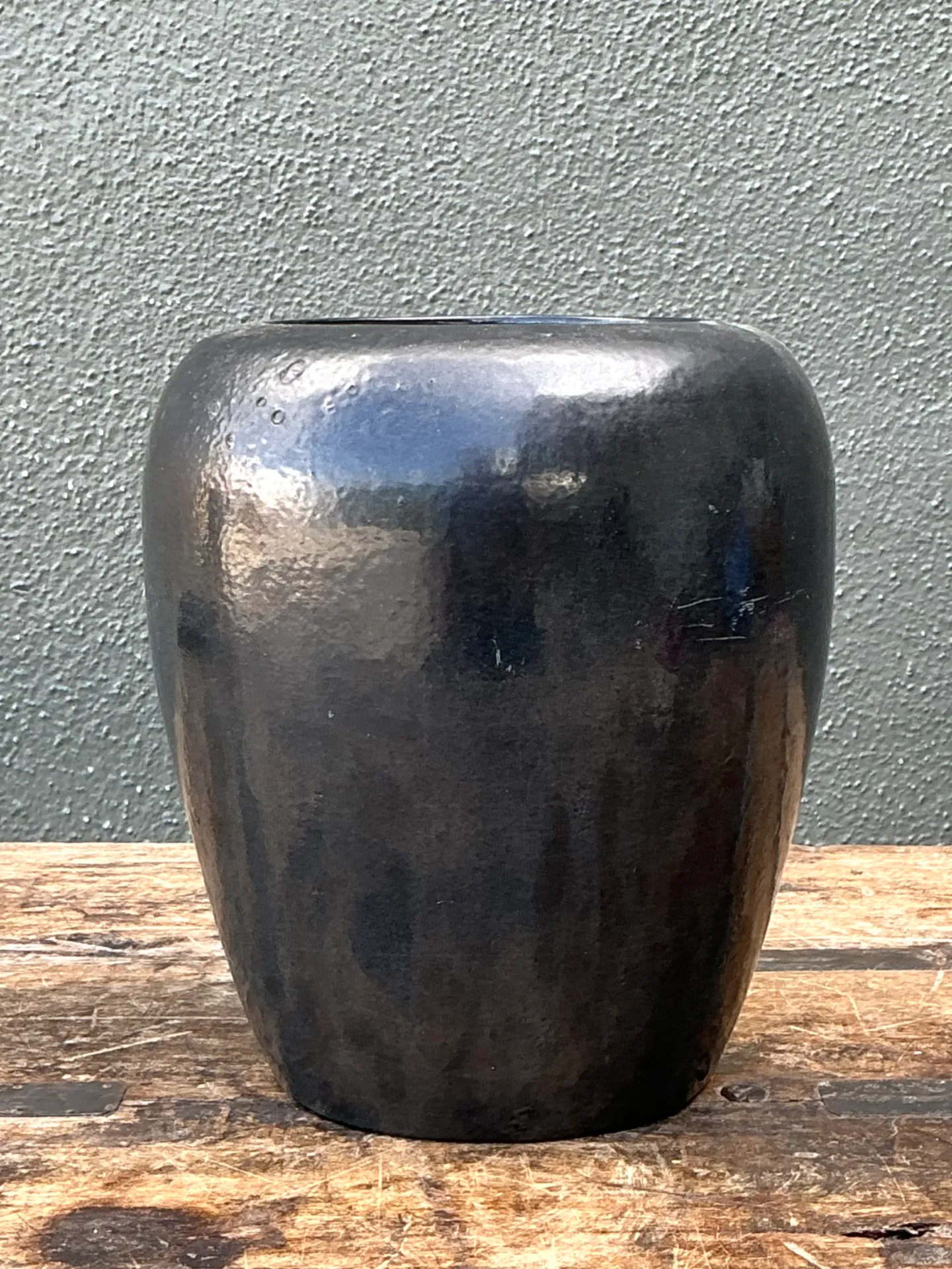 Vintage Glazed Ceramic Pottery Vase — additional photo 2