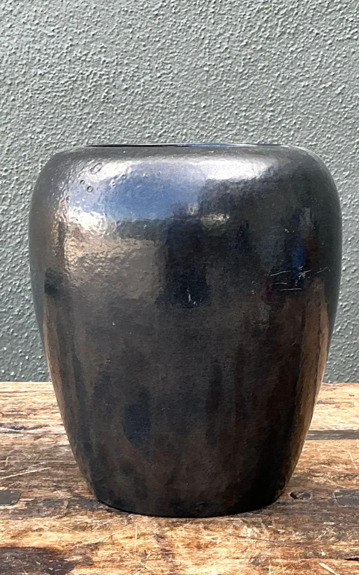 Vintage Glazed Ceramic Pottery Vase — additional photo 2