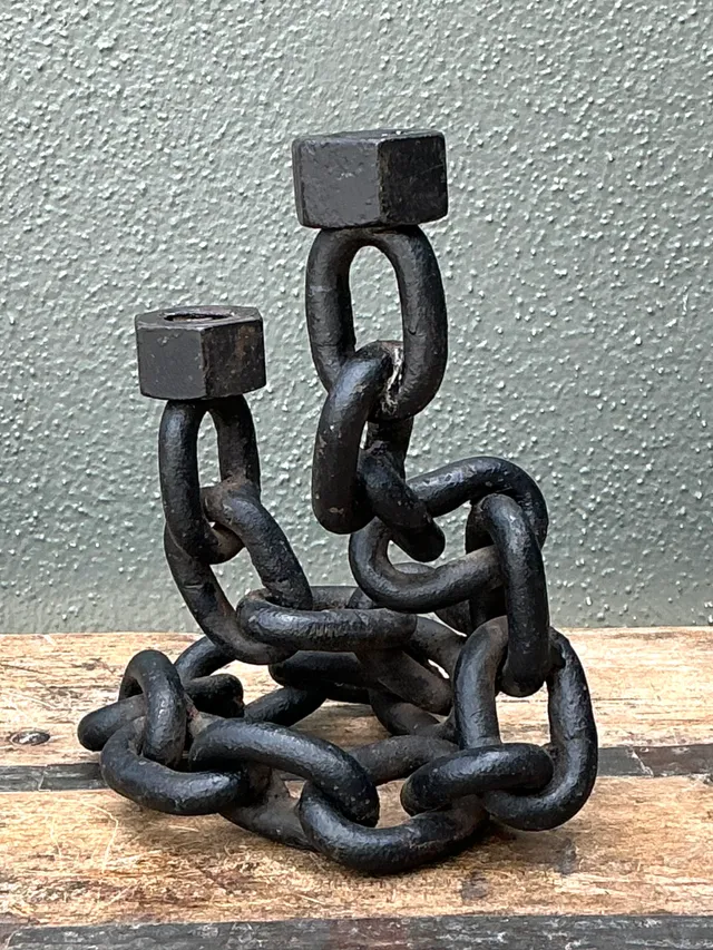 Vintage Iron Chain Link Candle Holder — additional photo 5