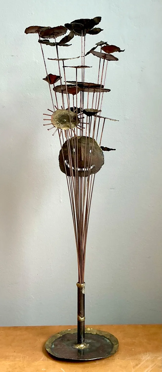 Vintage Brutalist Metal Flower Sculpture — additional photo 8