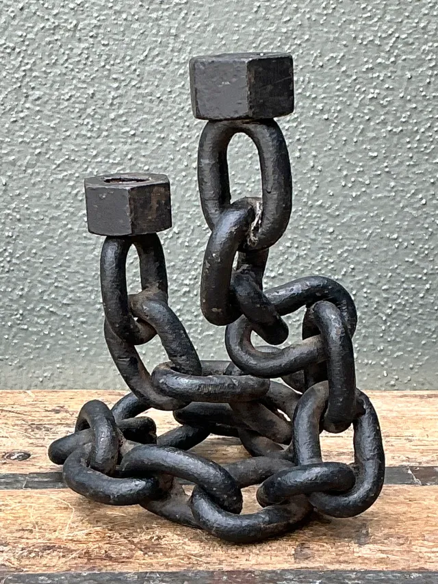 Vintage Iron Chain Link Candle Holder — additional photo 6