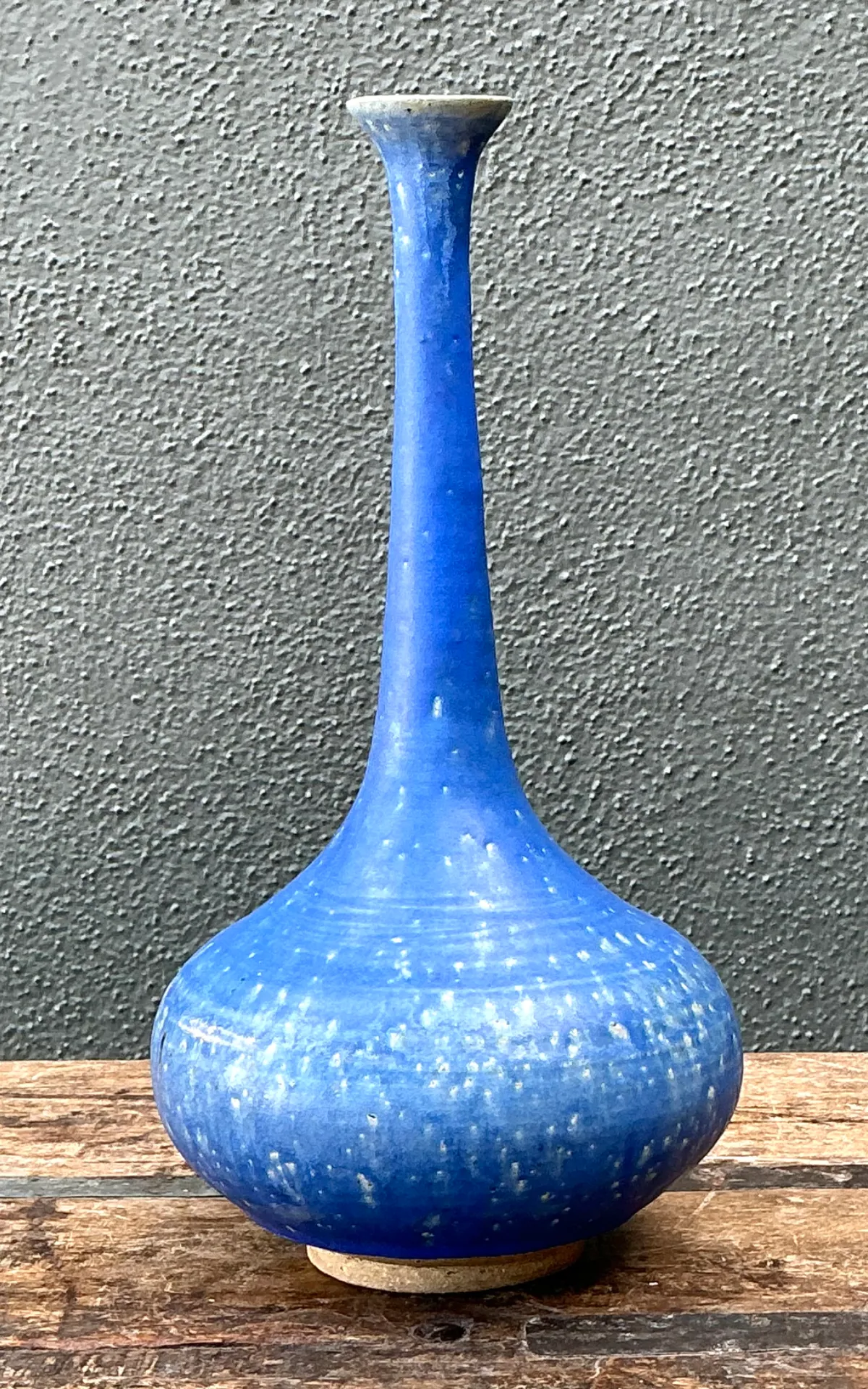 Vintage Tall Blue Ceramic Vase — additional photo 6