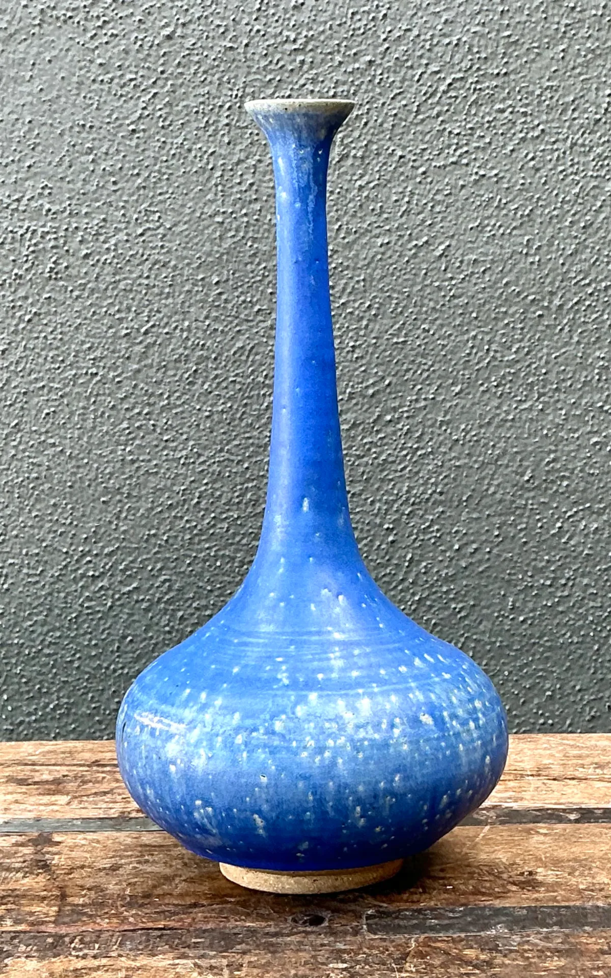 Vintage Tall Blue Ceramic Vase