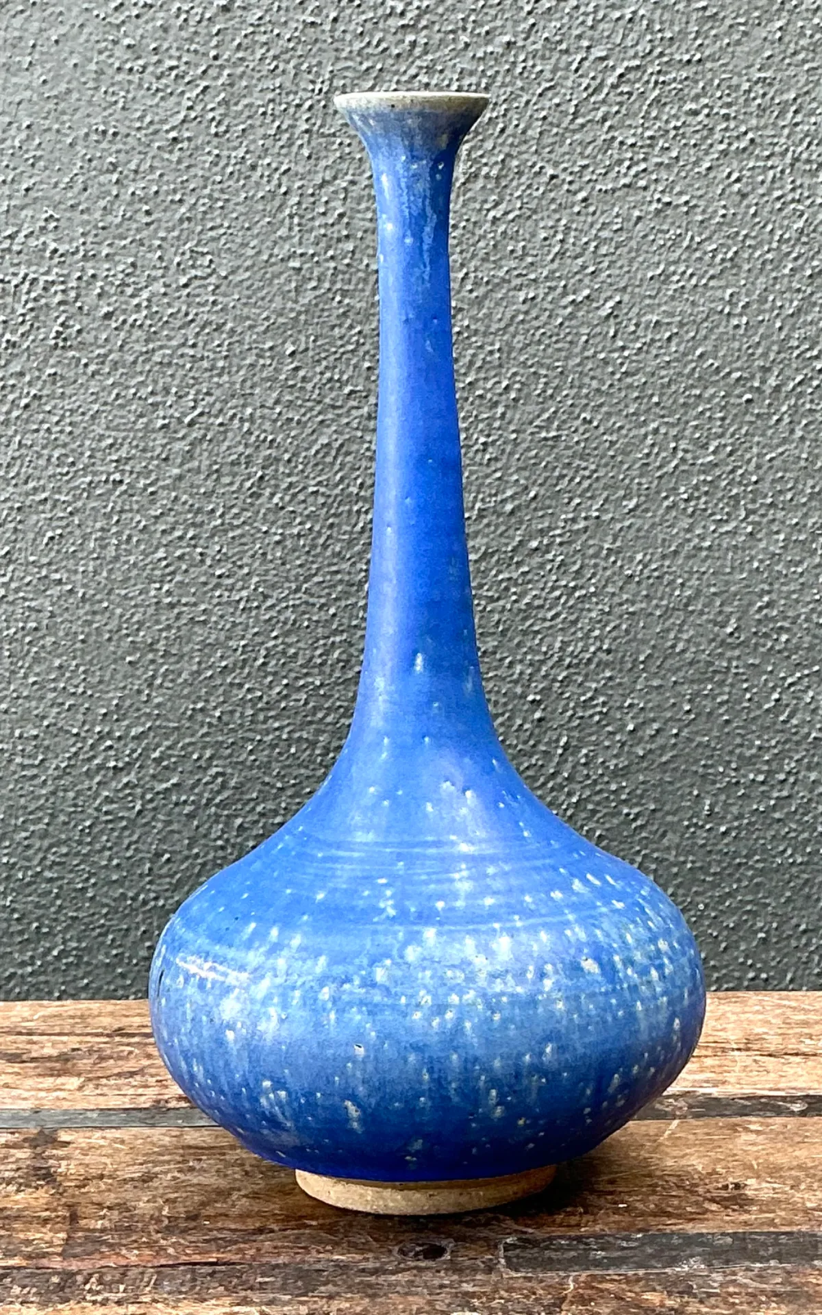 Vintage Tall Blue Ceramic Vase — additional photo 7