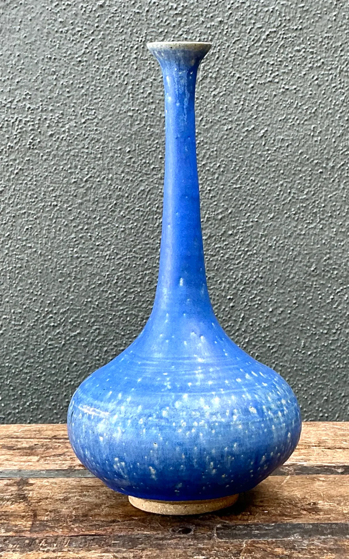 Vintage Tall Blue Ceramic Vase — additional photo 3