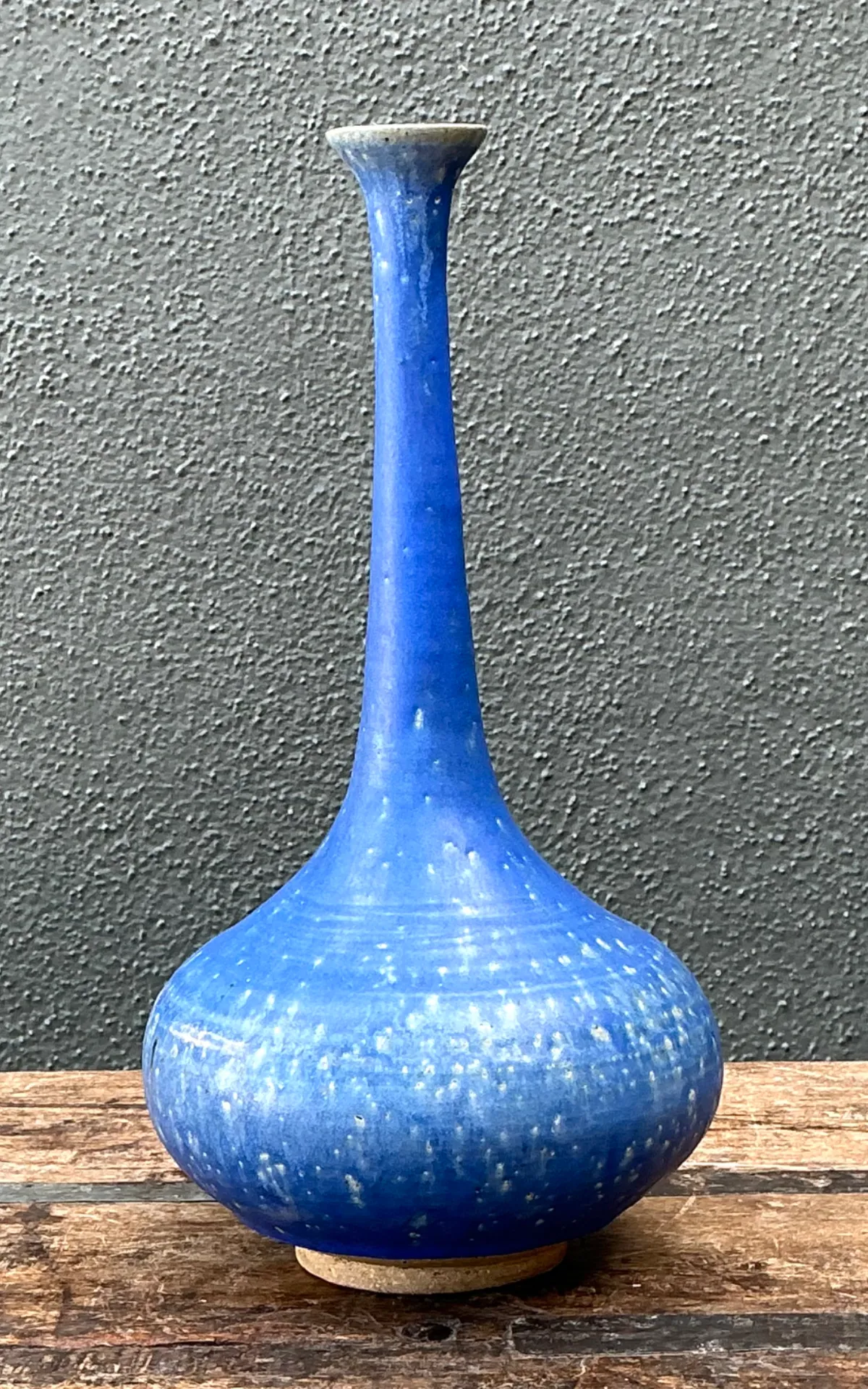 Vintage Tall Blue Ceramic Vase — additional photo 4
