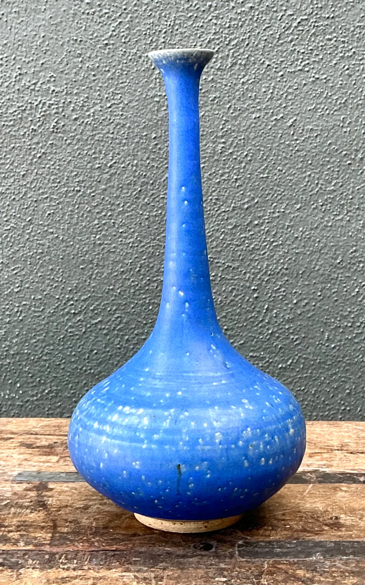 Vintage Tall Blue Ceramic Vase — additional photo 8
