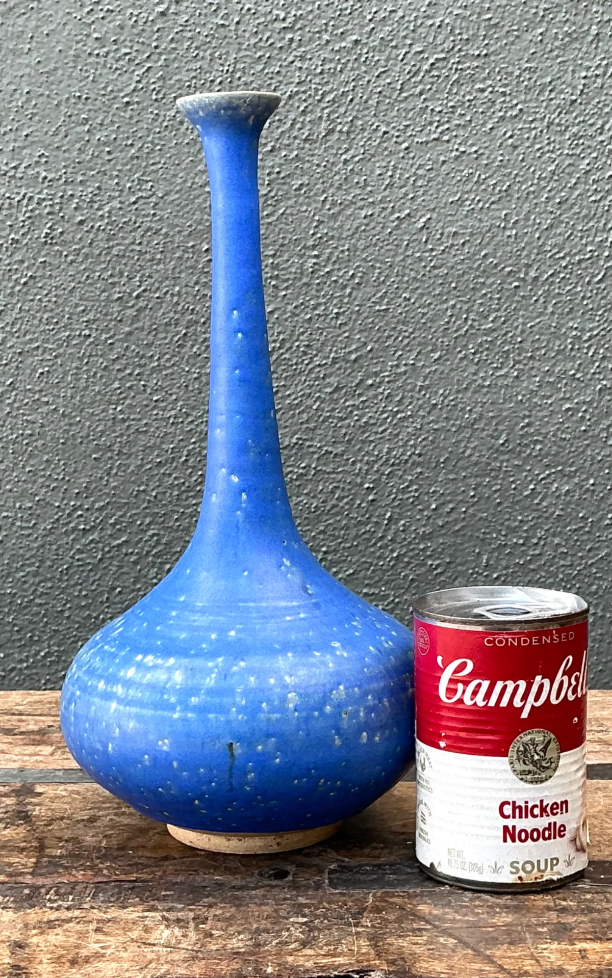 Vintage Tall Blue Ceramic Vase — additional photo 2