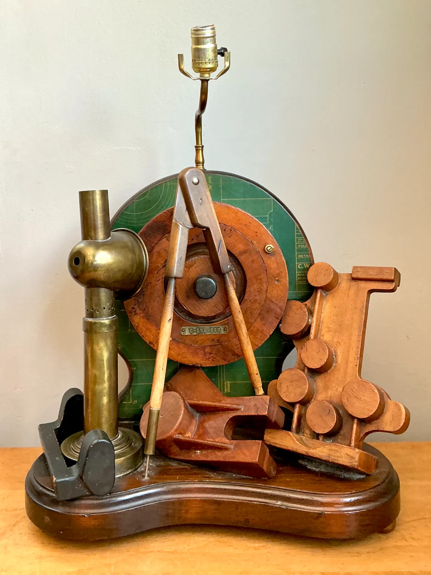 Vintage Wood and Metal Maritime Assemblage Lamp — additional photo 1