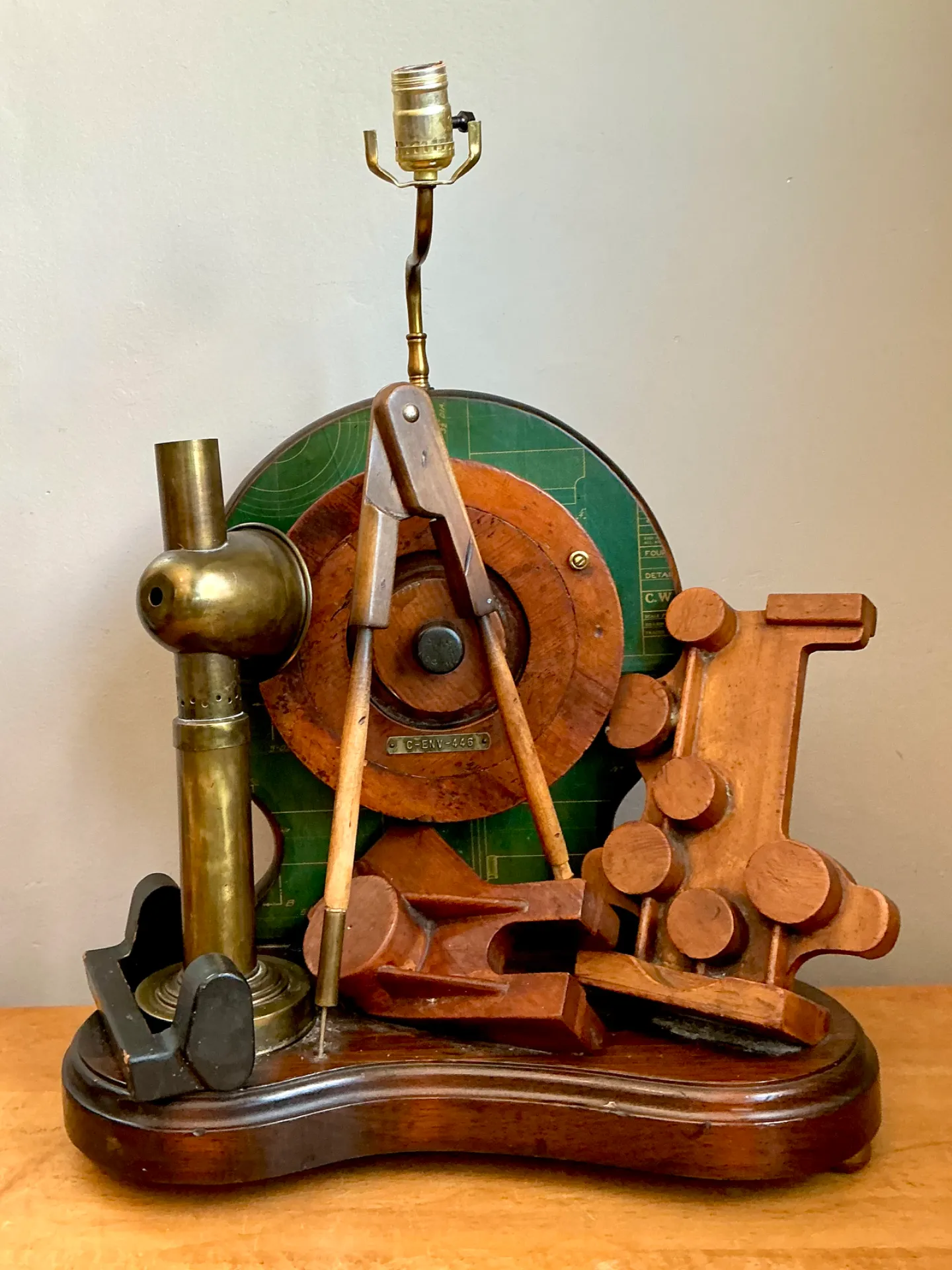 Vintage Wood and Metal Maritime Assemblage Lamp — additional photo 6