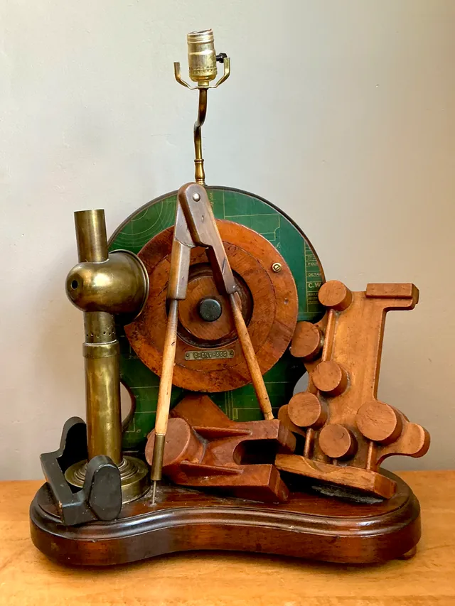 Vintage Wood and Metal Maritime Assemblage Lamp — additional photo 6