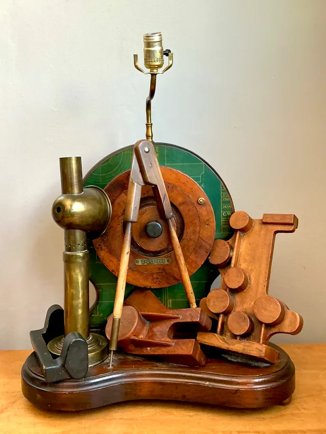 Vintage Wood and Metal Maritime Assemblage Lamp — additional photo 3