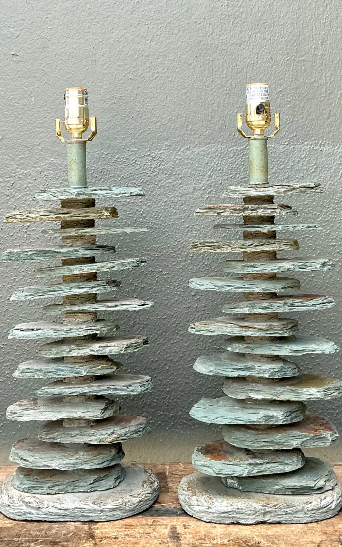 Vintage Stacked Stone Table Lamps - Pair — additional photo 7