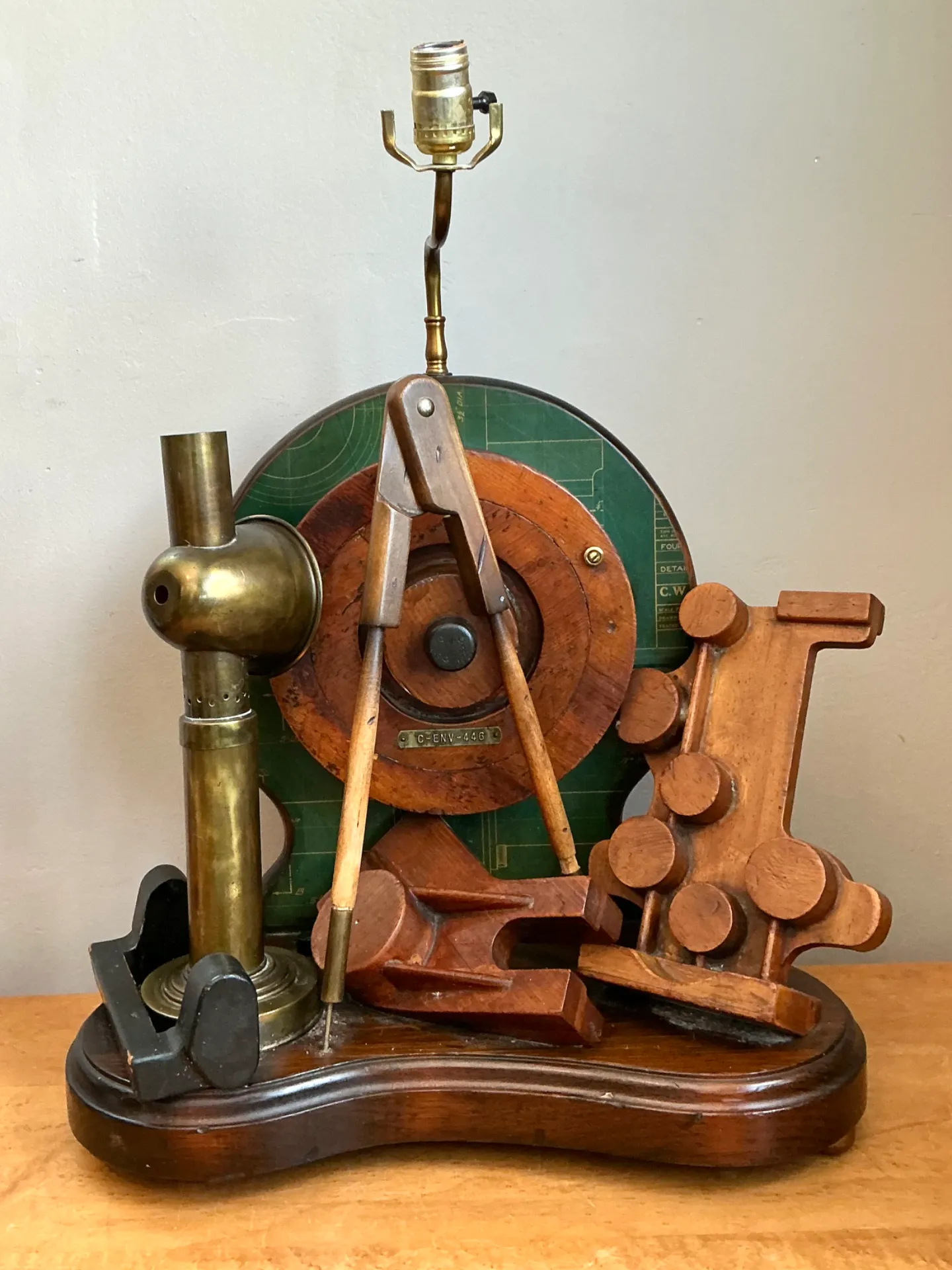 Vintage Wood and Metal Maritime Assemblage Lamp — additional photo 8