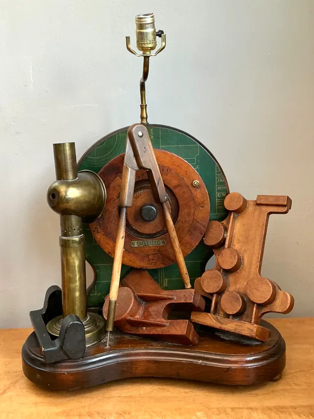 Vintage Wood and Metal Maritime Assemblage Lamp — additional photo 8