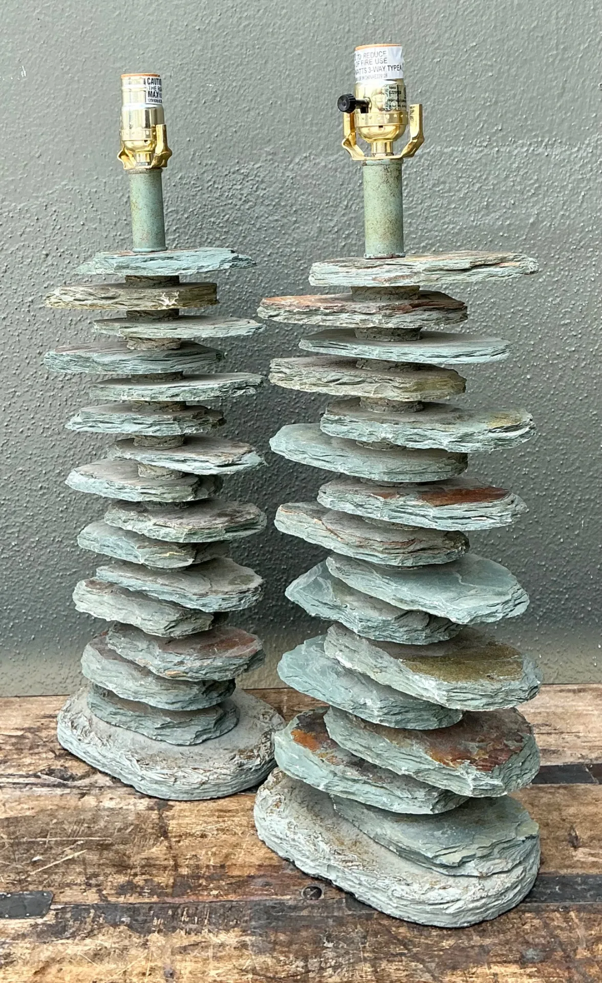 Vintage Stacked Stone Table Lamps - Pair — additional photo 6