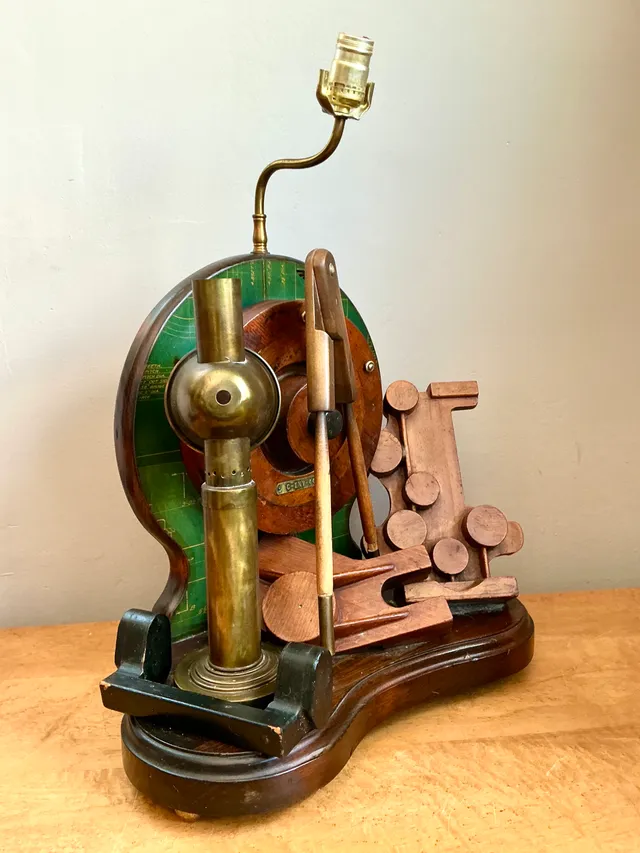 Vintage Wood and Metal Maritime Assemblage Lamp — additional photo 7