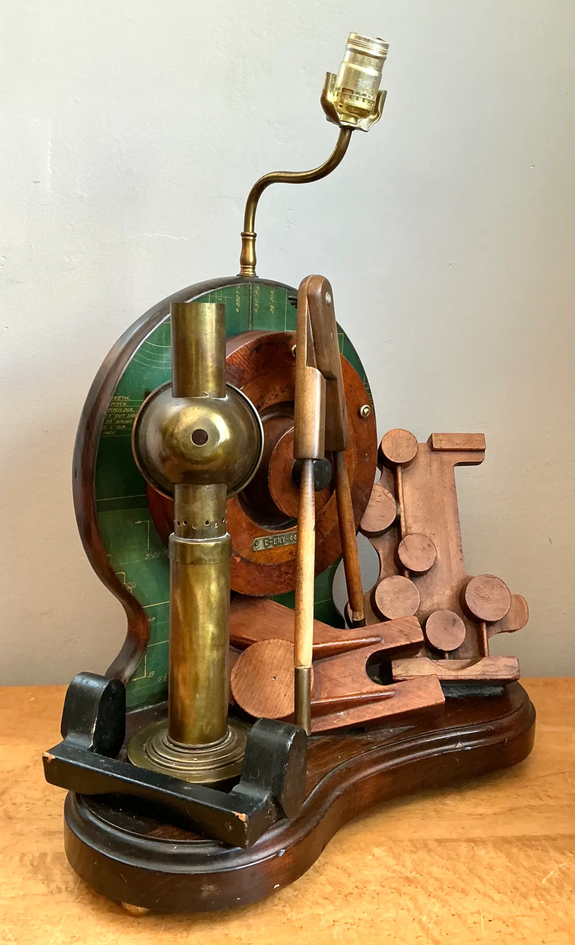 Vintage Wood and Metal Maritime Assemblage Lamp — additional photo 4