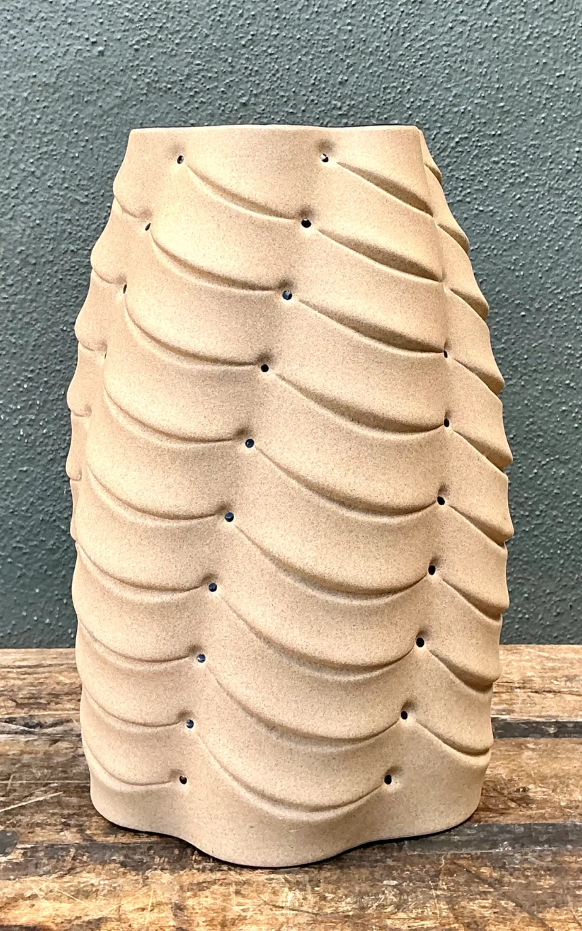 Vintage Sculptural Ceramic Vase With Crystal Points