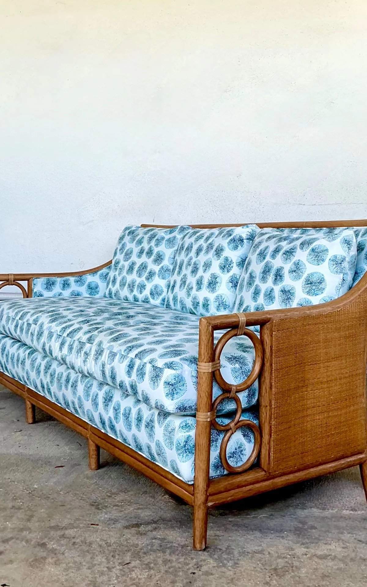Vintage McGuire Rattan Sofa In Peter Fasano For John Roselli “Sconcett” — additional photo 7