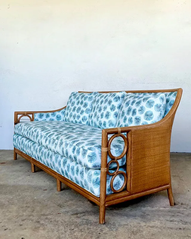 Vintage McGuire Rattan Sofa In Peter Fasano For John Roselli “Sconcett” — additional photo 7